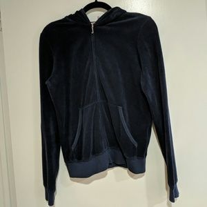 Juicy Couture Navy Velour Zip Front Hoodie
